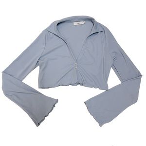 Adika Cropped Blue Collar Long Sleeve